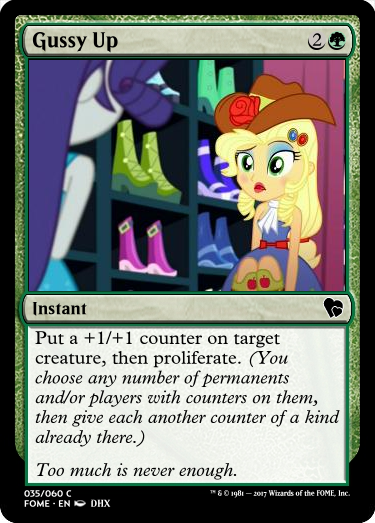 Size: 375x523 | Tagged: safe, derpibooru import, applejack, rarity, eqg summertime shorts, equestria girls, make up shake up, eyeshadow, lipstick, magic the gathering, makeup, trading card, trading card edit