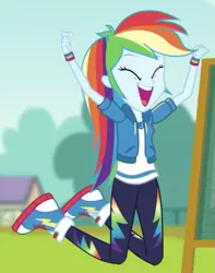 Size: 685x870 | Tagged: safe, derpibooru import, screencap, rainbow dash, equestria girls, equestria girls series, the finals countdown, converse, cropped, cute, dashabetes, excited, eyes closed, geode of super speed, magical geodes, open mouth, shoes, sneakers, solo, squee