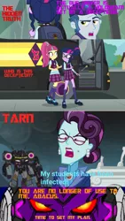 Size: 720x1280 | Tagged: safe, artist:dwayneflyer, derpibooru import, principal abacus cinch, sour sweet, twilight sparkle, equestria girls, betrayal, bus, bus driver, crystal prep academy, decepticon, decepticon justice division, hidden truth, statue, tarn, this will end in tears and/or death, transformers