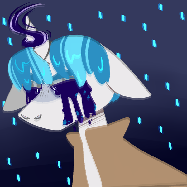 Size: 3000x3000 | Tagged: safe, artist:webkore, derpibooru import, stygian, pony, unicorn, shadow play, blank eyes, clothes, floppy ears, male, rain, scene interpretation, solo