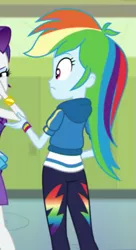 Size: 317x582 | Tagged: safe, derpibooru import, screencap, rainbow dash, a queen of clubs, equestria girls, equestria girls series, clothes, cropped, pants, rear view
