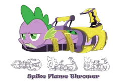 Size: 6000x4000 | Tagged: artist:flamingo1986, behaving like a weapon, derpibooru import, dragon, fire breath, flamethrower, flamethrower spike, hilarious in hindsight, male, safe, solo, spike, unamused, weapon