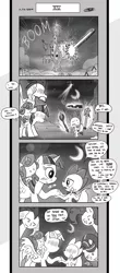 Size: 1451x3300 | Tagged: artist:loreto-arts, bloodstone scepter, brick joke, comic, comic:friendship is innuendo, derpibooru import, dragon, female, goddammit pinkie, le lenny face, male, moment killer, monochrome, moon, pinkie pie, polyamory, princess ember, princess flurry heart, scepter, spike, spike gets all the mares, starlight glimmer, straight, suggestive, trixie, twilight's castle, twilight scepter, twilight sparkle, winged spike