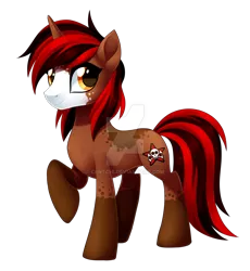 Size: 1024x1113 | Tagged: safe, artist:centchi, derpibooru import, oc, oc:fire star, unofficial characters only, unicorn, male, raised hoof, simple background, solo, stallion, transparent background, watermark