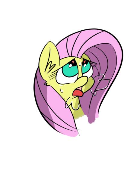 Size: 2501x3236 | Tagged: safe, artist:comet0ne, derpibooru import, fluttershy, pegasus, pony, ahegao, bust, digital art, ear fluff, female, heart eyes, heavy breathing, looking at you, looking up, looking up at you, mare, open mouth, panting, simple background, sketch, solo, sweat, tongue out, transparent background, wingding eyes