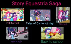 Size: 1731x1080 | Tagged: safe, derpibooru import, applejack, fluttershy, pinkie pie, rainbow dash, rarity, sci-twi, sunny flare, sunset shimmer, twilight sparkle, a photo booth story, dance magic, epic fails (equestria girls), eqg summertime shorts, equestria girls, equestria girls series, good vibes, school of rock, spoiler:eqg specials, back to school, fall formal, geode of shielding, geode of sugar bombs, geode of telekinesis, magical geodes, tales of canterlot high
