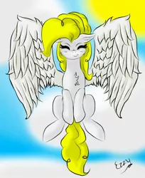 Size: 1500x1836 | Tagged: safe, artist:monsoonvisionz, derpibooru import, surprise, pony, eyes closed, solo, spread wings, wings