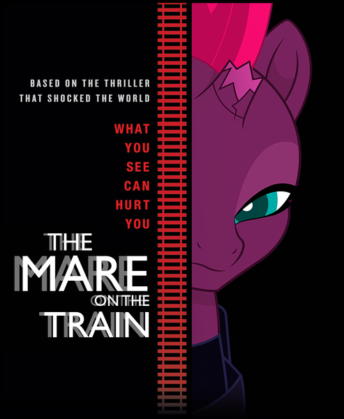 Size: 669x815 | Tagged: safe, derpibooru import, tempest shadow, my little pony: the movie, emily blunt, movie poster, parody, the girl on the train, voice actor joke