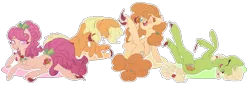 Size: 3100x1050 | Tagged: suggestive, artist:lakanakana, derpibooru import, apple rose, applejack, granny smith, pear butter, earth pony, pony, alternate hairstyle, crying, eyes closed, feather, female, fetish, front hoof tickling, hoof fetish, hoof tickling, laughing, mare, one eye closed, open mouth, tears of laughter, tickle fetish, tickle torture, tickling, underhoof, young granny smith, younger