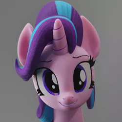 Size: 1500x1500 | Tagged: safe, artist:galawaille, derpibooru import, starlight glimmer, pony, unicorn, 3d, blender, bust, cute, female, glimmerbetes, looking at you, mare, portrait, simple background, smiling, solo, teeth