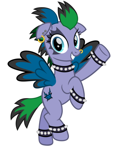 Size: 2400x3000 | Tagged: safe, artist:cheezedoodle96, derpibooru import, idw, cirrus cloud, pegasus, pony, spoiler:comic, spoiler:comicff18, .svg available, barbell piercing, choker, dyed feathers, dyed mane, ear piercing, earring, female, floppy ears, flying, idw showified, jewelry, looking at you, mare, nose piercing, nose ring, piercing, punk, simple background, smiling, solo, spiked choker, spiked wristband, svg, tattoo, transparent background, vector, waving, wristband