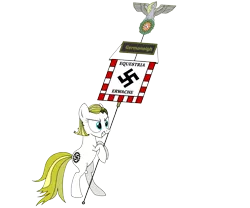 Size: 2000x1667 | Tagged: source needed, safe, artist:hoofwaffe, derpibooru import, oc, oc:natalie soc, unofficial characters only, pony, aryan pony, deutschland erwache, grin, nazi, simple background, smiling, solo, swastika, transparent background