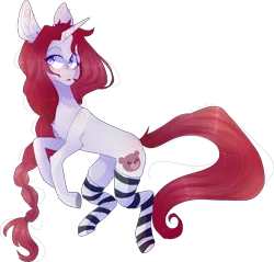 Size: 5786x5525 | Tagged: safe, artist:emily-826, derpibooru import, oc, oc:teddy heart, unofficial characters only, pony, unicorn, absurd resolution, clothes, female, mare, simple background, socks, solo, striped socks, transparent background
