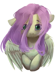 Size: 2220x2912 | Tagged: safe, artist:mp-printer, derpibooru import, fluttershy, pegasus, pony, bust, female, floppy ears, looking at you, mare, portrait, simple background, solo, transparent background