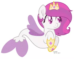 Size: 1556x1244 | Tagged: safe, artist:katja060902, derpibooru import, oc, unofficial characters only, pony, seapony (g4), my little pony: the movie, magical lesbian spawn, offspring, parent:princess celestia, parent:queen novo, parents:novolestia, simple background, solo, white background