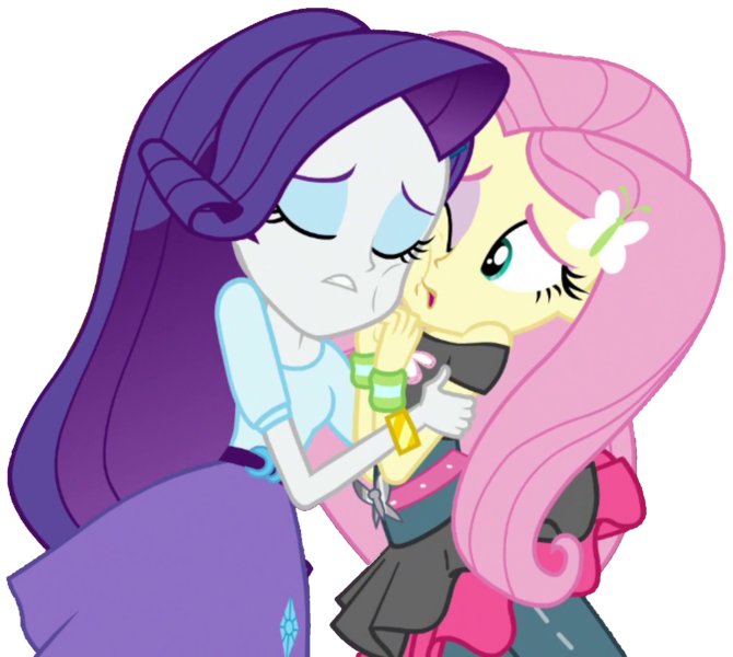 Size: 2048x1834 | Tagged: safe, artist:thebarsection, derpibooru import, fluttershy, rarity, butterfly, dance magic, equestria girls, spoiler:eqg specials, cheek squish, clothes, eyes closed, female, flarity, hug, lesbian, one eye closed, shipping, simple background, skirt, solo, squishy cheeks, transparent background, tutu