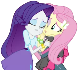 Size: 2048x1834 | Tagged: safe, artist:thebarsection, derpibooru import, fluttershy, rarity, butterfly, dance magic, equestria girls, spoiler:eqg specials, cheek squish, clothes, eyes closed, female, flarity, hug, lesbian, one eye closed, shipping, simple background, skirt, solo, squishy cheeks, transparent background, tutu