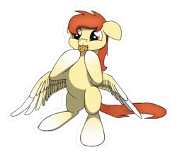 Size: 807x718 | Tagged: safe, artist:ilyasnow, derpibooru import, oc, oc:render point, unofficial characters only, pegasus, pony, colored wings, cookie, cute, food, gradient hooves, gradient wings, solo, sticker