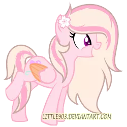 Size: 4616x4624 | Tagged: safe, artist:little903, derpibooru import, oc, oc:sparks springs, unofficial characters only, pegasus, pony, absurd resolution, colored wings, female, flower, flower in hair, mare, multicolored wings, simple background, solo, transparent background