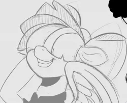 Size: 1120x903 | Tagged: safe, artist:tre, derpibooru import, songbird serenade, pegasus, pony, my little pony: the movie, bow, female, grayscale, hair bow, hair over eyes, mare, monochrome, sketch, smiling, solo