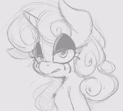 Size: 734x666 | Tagged: artist:tre, bust, derpibooru import, eyeliner, eyeshadow, female, goth, grayscale, makeup, monochrome, safe, sketch, solo, sweetie belle