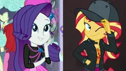 Size: 3416x1920 | Tagged: safe, derpibooru import, rarity, sunset shimmer, display of affection, equestria girls, equestria girls series, flanksy, shipping fuel