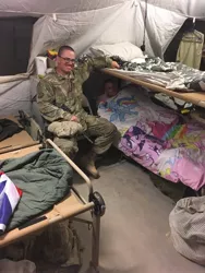 Size: 1536x2048 | Tagged: alicorn, ar15, blanket, bunk bed, clothes, cot, derpibooru import, duo, fluttershy, hooah, human, irl, irl human, m4, male, military, military bronies, photo, rainbow dash, safe, smiling, soldiers, tent, twilight sparkle, twilight sparkle (alicorn), uniform, us air force, us airforce