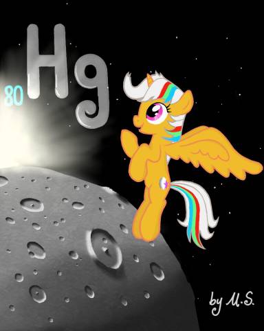 Size: 384x480 | Tagged: safe, artist:mercurysparkle, derpibooru import, part of a set, oc, oc:mercury sparkle, ponified, unofficial characters only, alicorn, object pony, original species, pony, element pony, female, mare, mercury (planet), periodic table, planet, solo, sun