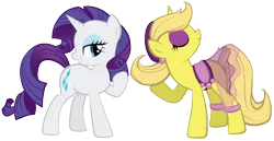 Size: 5035x2597 | Tagged: safe, artist:petraea, derpibooru import, rarity, oc, oc:rachel, pony, unicorn, female, high res, mare, simple background, transparent background, vector