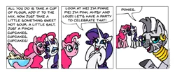 Size: 1573x655 | Tagged: safe, artist:gingerfoxy, derpibooru import, pinkie pie, rarity, zecora, earth pony, pony, unicorn, zebra, pony comic generator, comic