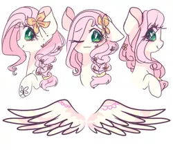 Size: 766x666 | Tagged: artist needed, safe, derpibooru import, fluttershy, butterfly, pegasus, pony, alternate hairstyle, braid, bust, design, design a pony, eye clipping through hair, female, hair over one eye, looking at you, mare, one eye closed, simple background, smiley face, smiling, solo, toy, white background, wings