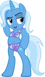 Size: 1048x1771 | Tagged: artist:dashiesparkle, artist:likonan, bedroom eyes, bikini, clothes, cute, derpibooru import, edit, female, fixed, semi-anthro, sexy, simple background, solo, solo female, stupid sexy trixie, suggestive, swimsuit, transparent background, trixie, updated, vector, vector edit