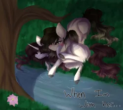 Size: 5000x4500 | Tagged: safe, artist:crazllana, derpibooru import, oc, oc:llana, oc:maude, unofficial characters only, pony, unicorn, absurd resolution, brook, female, mare, river, tree