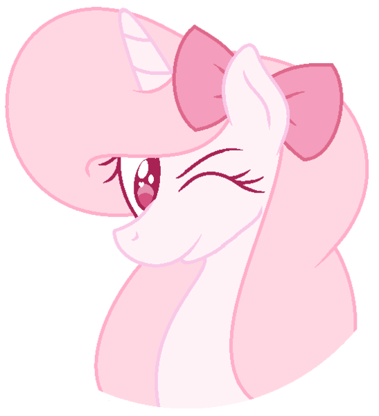 Size: 552x606 | Tagged: safe, artist:cutiesparkle, derpibooru import, oc, oc:pinkster, unofficial characters only, pony, unicorn, bow, bust, female, hair bow, mare, one eye closed, portrait, simple background, solo, transparent background, wink