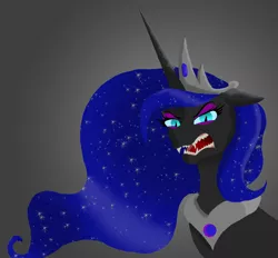 Size: 2012x1870 | Tagged: safe, artist:pzycho391, derpibooru import, nightmare moon, alicorn, pony, tumblr:ask queen moon, angry, sharp teeth, snarling, solo, teeth