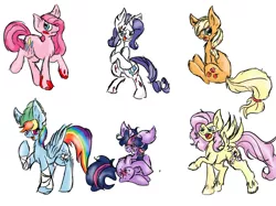 Size: 1890x1417 | Tagged: applejack, artist:elskafox, ask crapplejack, ask pinkamena diane pie, derpibooru import, fluttershy, fractured loyalty, lil-miss rarity, mane six, paranoid twilight, pinkamena diane pie, pinkie pie, rainbow dash, rarity, semi-grimdark, try to ask nicely, twilight sparkle