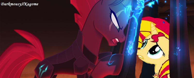 Size: 1022x414 | Tagged: alternate universe, artist:darkmousyxkagome, cage, derpibooru import, edit, edited screencap, my little pony: the movie, open up your eyes, safe, screencap, sunset shimmer, tempest shadow