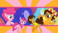 Size: 1920x1080 | Tagged: artist:neodarkwing, cheese sandwich, colt, derpibooru import, edit, female, filly, filly pinkie pie, male, pinkie pie, safe, wallpaper, wallpaper edit, younger