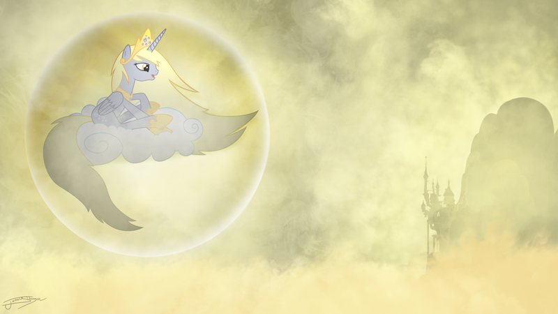 Size: 1920x1080 | Tagged: alicorn, alicornified, artist:jamey4, artist:nianara, cloud, derpibooru import, derpicorn, derpy hooves, edit, princess derpy, race swap, safe, solo, wallpaper, wallpaper edit