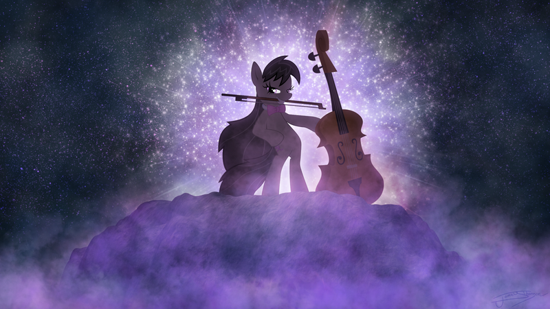 Size: 1920x1080 | Tagged: artist:jamey4, cello, derpibooru import, edit, musical instrument, octavia melody, safe, solo, wallpaper, wallpaper edit