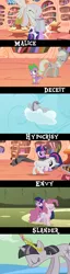 Size: 770x2985 | Tagged: applejack, artist:anonymous, big crown thingy, bucket, canterlot hedge maze, derpibooru import, discorded, discorded twilight, dragon, elements of discord, elements of harmony (book), flutterbitch, fluttershy, golden oaks library, greedity, jewelry, liarjack, meanie pie, pinkie pie, rainbow dash, rainbow ditch, rarity, regalia, sad, safe, screencap, screencap comic, screenshots, spike, the elements of disharmony, the return of harmony, twilight sparkle