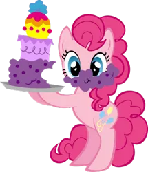 Size: 387x450 | Tagged: blue, cake, cutie mark, dark pink, derpibooru import, food, orange, pink, pinkie pie, purple, safe, simple background, tail, transparent background, wings, yellow