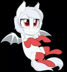 Size: 1127x1200 | Tagged: safe, artist:higgly-chan, derpibooru import, oc, oc:wynter skye, unofficial characters only, bat pony, bat pony oc, christmas theme, clothes, cute, red eyes, smiling, smolpone, stockings, thigh highs