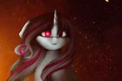 Size: 4000x2642 | Tagged: alicorn, alicorn oc, artist:czywko, dark, derpibooru import, detailed, digital art, female, fire, glowing eye, mare, oc, oc:lolo june, safe, solo, unofficial characters only, ych result