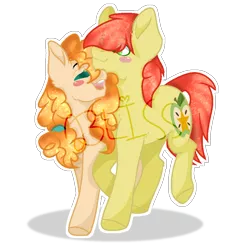 Size: 884x898 | Tagged: safe, artist:emerald-bliss, derpibooru import, bright mac, pear butter, pony, brightbutter, female, male, shipping, simple background, straight, transparent background, watermark