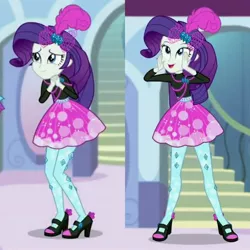 Size: 2048x2048 | Tagged: safe, derpibooru import, screencap, rarity, display of affection, equestria girls, equestria girls series, clothes, dress, feet, high heels, pantyhose, raritights, shoes, skirt, socks, sweater, turtleneck