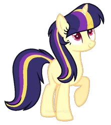 Size: 524x592 | Tagged: safe, artist:cutiesparkle, derpibooru import, oc, oc:solar dawn, unofficial characters only, pony, unicorn, female, mare, offspring, parent:flash sentry, parent:twilight sparkle, parents:flashlight, raised hoof, simple background, solo, transparent background