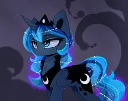 Size: 2480x1978 | Tagged: safe, artist:magnaluna, derpibooru import, princess luna, alicorn, pony, chest fluff, crown, cute, female, jewelry, luna-darkesthours, lunabetes, mare, pearl, pretty princess, regalia, solo