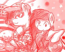 Size: 960x768 | Tagged: safe, artist:sugar morning, derpibooru import, oc, oc:slipstream, oc:sugar morning, unofficial characters only, pony, airman, amareica, cool, couple, donald trump, epic, freedom, fuck yeah, love, monochrome, oc x oc, pose, shipping, singer, sugarstream, sweet, trump, united states