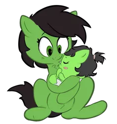 Size: 919x970 | Tagged: safe, artist:lazynore, derpibooru import, oc, oc:anonfilly, unofficial characters only, pony, 4chan, baby, baby pony, blushing, chest fluff, cradling, cute, diaper, female, filly, happy, holding, holding a pony, hug, motherly, request, simple background, sitting, sleeping, smiling, transparent background